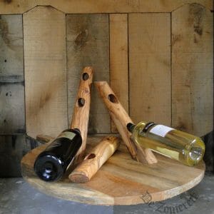 houten wijnfleshouder