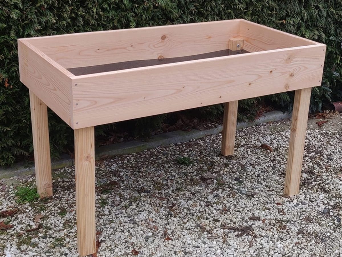 Relaxdays moestuinbak hout, verhoogd, op poten, tuin, terras & balkon, rechthoekig, kruidenbak buiten, kweekbak, natuur